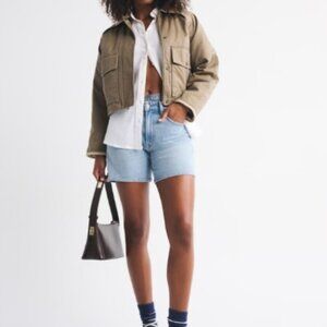 Abercrombie & Fitch Light Wash High Rise Dad Short 28/6 Pockets Vintage Wash